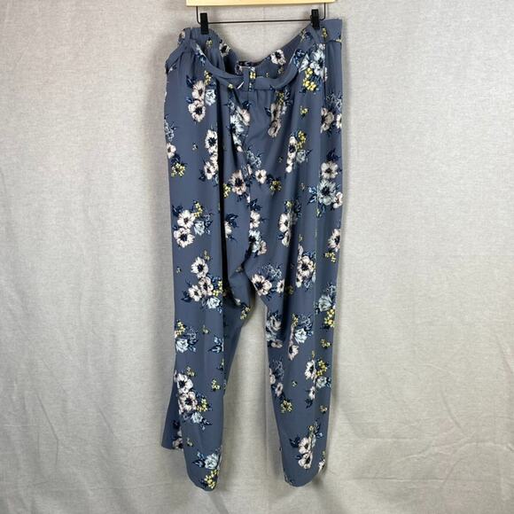 Torrid Women Wide Leg Palazzo Pants Size 4X Floral Tie Front Belt Boho Bloomcore - Picture 7 of 13